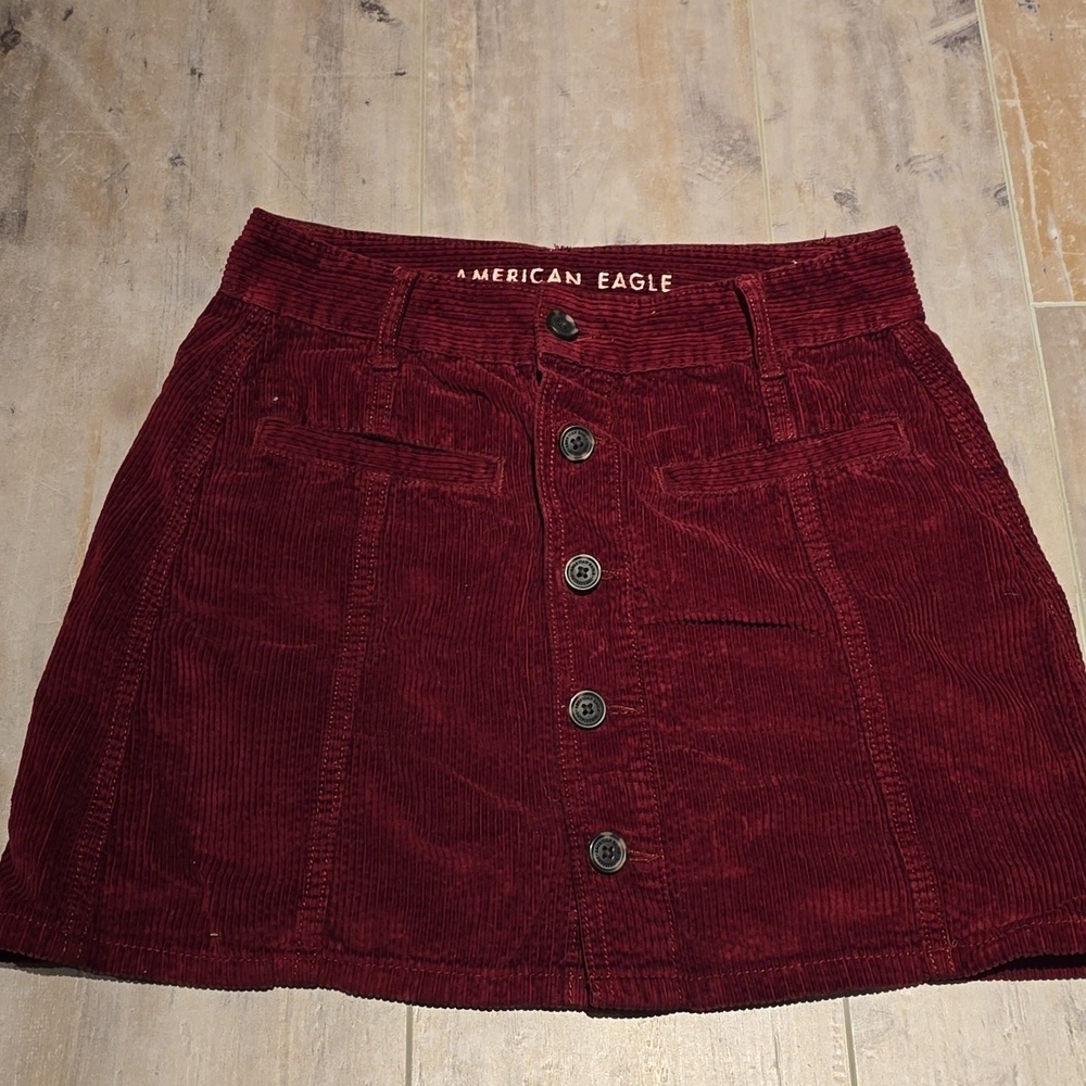 American Eagle Maroon Corduroy Skirt